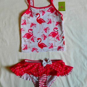 Girls size 10 Millie Loves Lily 2 piece Swimsuit Pink Flamingos NWT